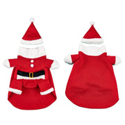 Red Santa Claus Pet Costume with a hat on a white background