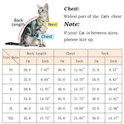 Cat measurement for Summer Princess Dress chart with labeled parts and size data