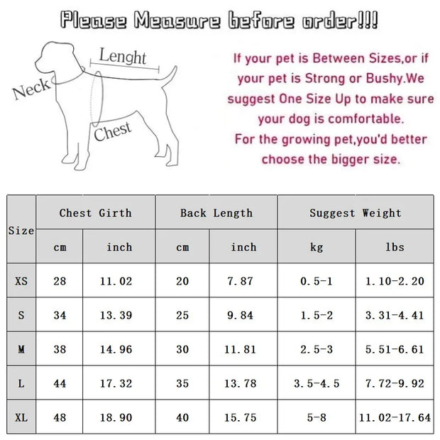 Measurement chart for dogs Elegant Black Bow Dress with instructions on how to choose the right size.