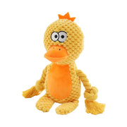 Yellow Dog Plush Rope Toys with orange accents on a white background
