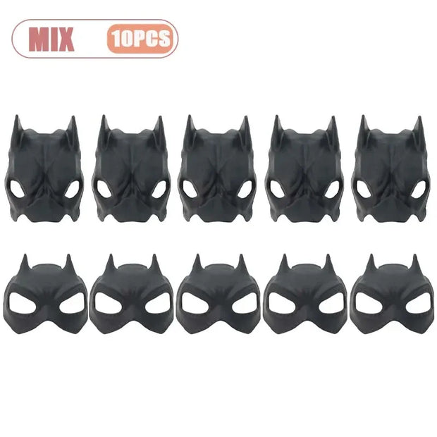 10 black bat-shaped Pet Avengers Mask Set on a white background