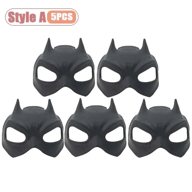 Five black bat-shaped Pet Avengers Mask Set on a white background with 'Style A 5PCS' text.
