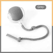 Automatic Moving with LED Light Cat Toy Ball teether with a rope on a white background, labeled 'Gray'.