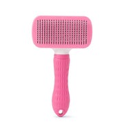 Pink Pet Grooming Brush with One Click Hair Removal on a white background