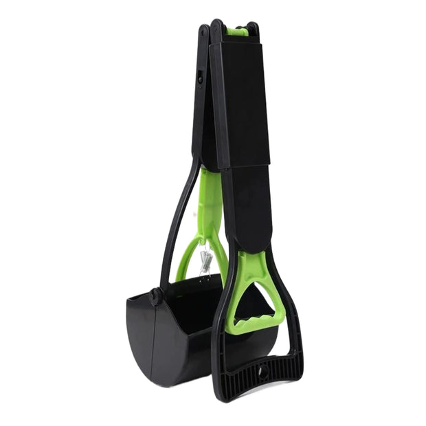Black and green Easy Grip Dog Pooper Scooper and bag dispenser on a white background