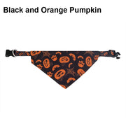 Pumpkin Paws Halloween Bandana Pet Collar Scarf featuring black and orange pumpkin design
