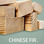 Stack of Chinese fir Wooden Exercise Wheel planks on a light green background with 'CHINESE FIR.' text.