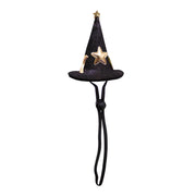 Black Halloween Witch Hats Collection with gold stars on a white background