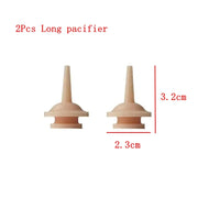 Silicone Syringe Adapter Head Replacement Accessory - Set of 2 long pacifiers, each measuring 2.3cm wide and 3.2cm tall, designed for infants or small pets.