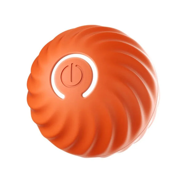 Orange textured Smart Interactive Dog Ball with a central circular design on a white background