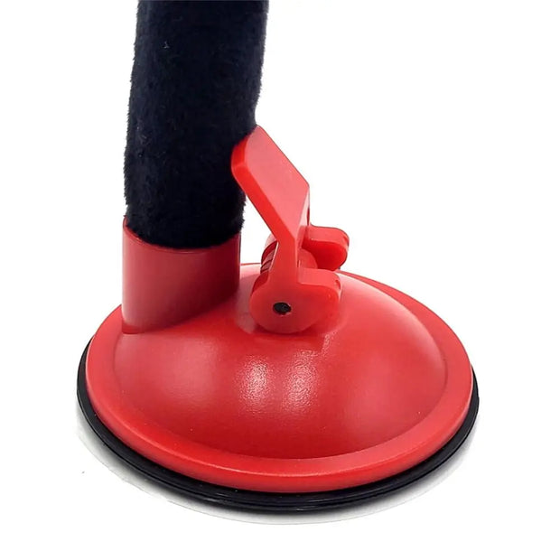Red Cat Boxing Training Toy with black handle on a white background