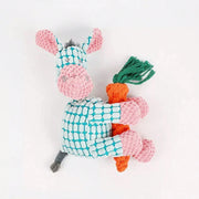 Plush Animal Rope Dog Toys with a carrot on a white background