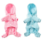 Pink and blue Adidog Hoodie with hoods on a white background