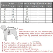 Size chart for Santa Claus Pet Costume with measurements in centimeters and inches, and a diagram of a dog showing measurement points.