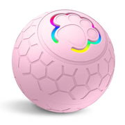 Pink Rechargeable Interactive Pet Toy Ball 300mAh with a colorful paw print design on a white background