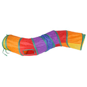 Colorful Collapsible Cat Tunnel Toy on a white background