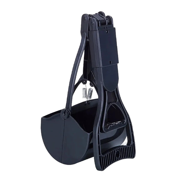 Black Easy Grip Dog Pooper Scooper snow shovel with handle on a white background