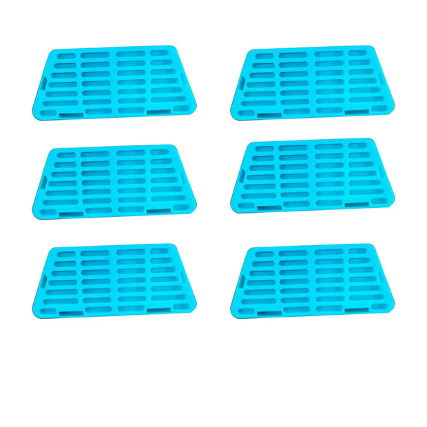 Six blue silicone mold trays  2.2L Automatic Cat and Dog Drinking Fountain on a white background