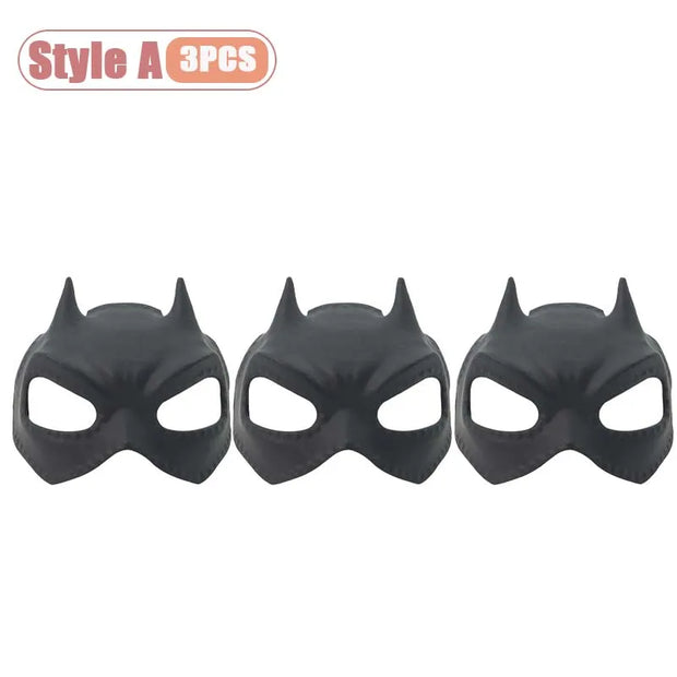 Three black bat-shaped Pet Avengers Mask Set on a white background with 'Style A 3PCS' text.