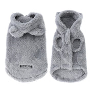 Two gray fluffy Plush Winter Vest on a white background