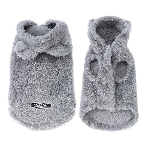 Two gray fluffy Plush Winter Vest on a white background