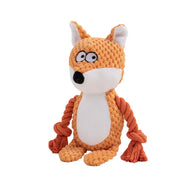 Fox-shaped Dog Plush Rope Toys with rope on a white background