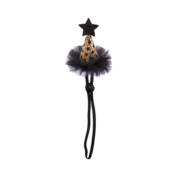 Decorative Halloween Witch Hats Collection with star and tulle on a white background