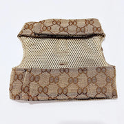 Beige and brown patterned Luxury Pet Outfit Harness Vest And Dress Set on a white background