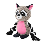 Dog Plush Rope Toys raccoon with pink belly on a white background