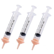 Silicone Syringe Adapter Head Replacement Accessory - Three 10ml feeding syringes with measurement markings, designed for feeding newborn pets like puppies and kittens.