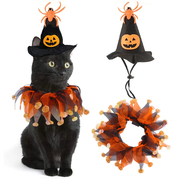 Pet Halloween Cosplay Costume Witch & Wizard Hat Outfit