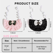 Elegant Cat Costume Set size guide for pet accessories with dimensions and size recommendations.