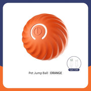 Red Automatic Obstacle Avoidance Pet Toy Ball jump with brand logo on a white background