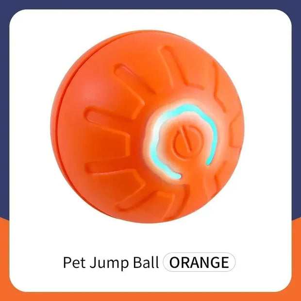Orange Rechargeable Interactive Pet Toy Ball 300mAh Jump with a brand logo on a white background