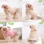 Dog wearing a Plush Winter Vest in various poses on a light background