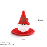 Small red Pet Santa Hat Christmas Costume for Dogs And Cats figurine with measurements on a white background