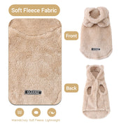 Beige fleece Plush Winter Vest  with front and back views on a white background