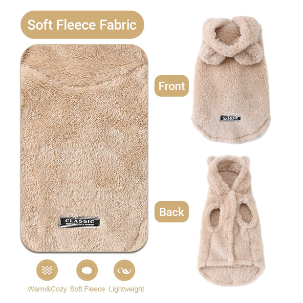 Beige fleece Plush Winter Vest  with front and back views on a white background