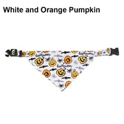 Pumpkin Paws Halloween Bandana Pet Collar Scarf featuring white and orange pumpkin design