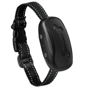 Black Anti-Barking Dog Collar with electronic device on a white background