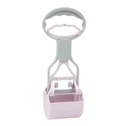 Pink and gray Easy Grip Dog Pooper Scooper with a hanging ring on a white background