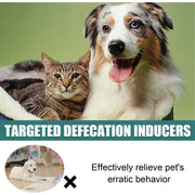 Dog and cat sitting together with text about  Yegibong Pet Potty Training Spray 30ml targeted defecation inducers.