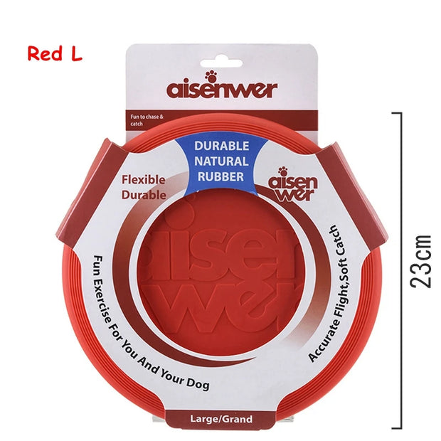 Red Aisenwer Durable Rubber Dog Frisbee on a white background