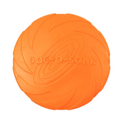 Orange Durable Dog Frisbee Toy with 'DOG-O-SOAR' branding on a white background
